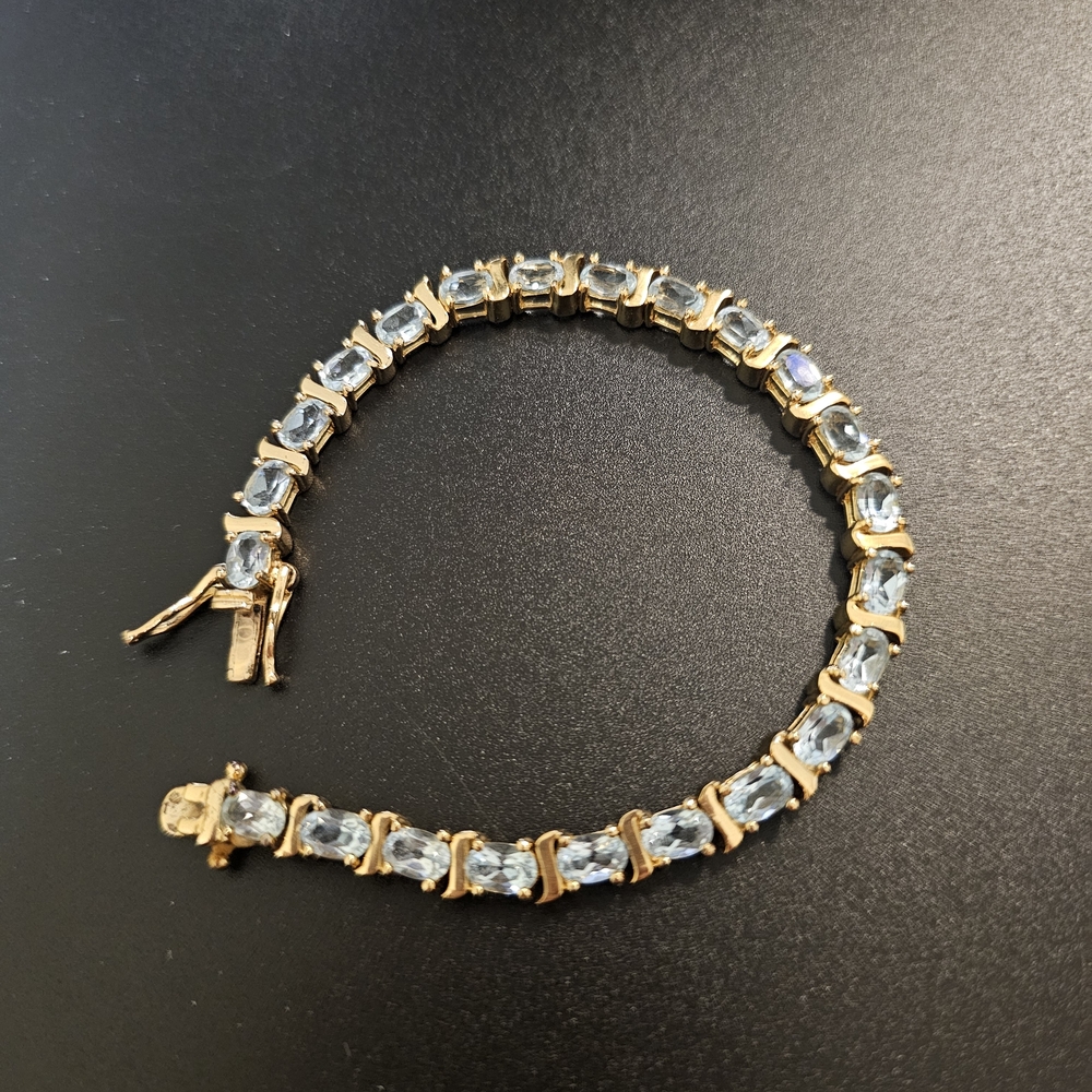 Elegant Gold Vermier Over .924 Silver Women's Aquamarine Bracelet